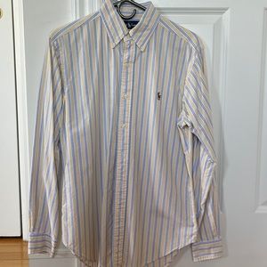 Ralph Lauren classic fit stripe yellow blue button down size small runs full